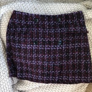 Purple plaid tweed mini skirt